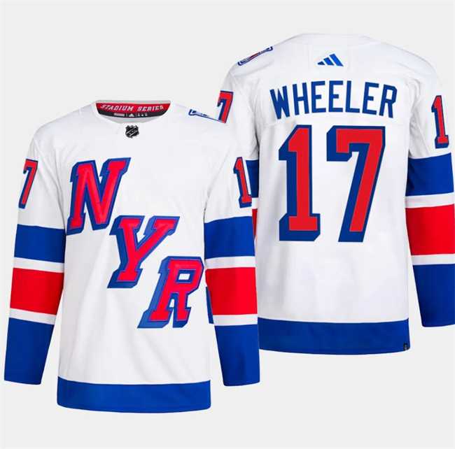 Men%27s New York Rangers #17 Blake Wheeler White 2024 Stadium Series Stitched Jersey Dzhi